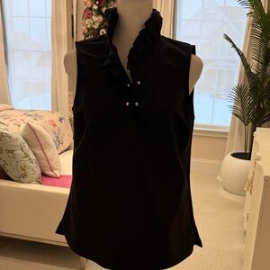 Elizabeth McKay Black Ruffled Blouse